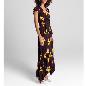 ALC 100% Silk Floral Maxi Burgundy Dress